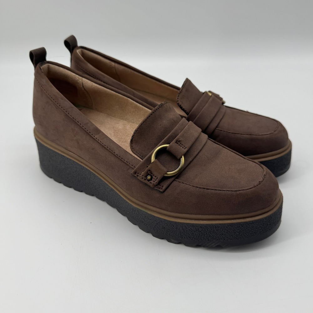 Soul Naturalizer Platform Loafers 7 Brown Wedge Chunky Slip On Joyla Academia - Picture 4 of 13
